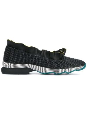 Black frill trim Leather sneakers