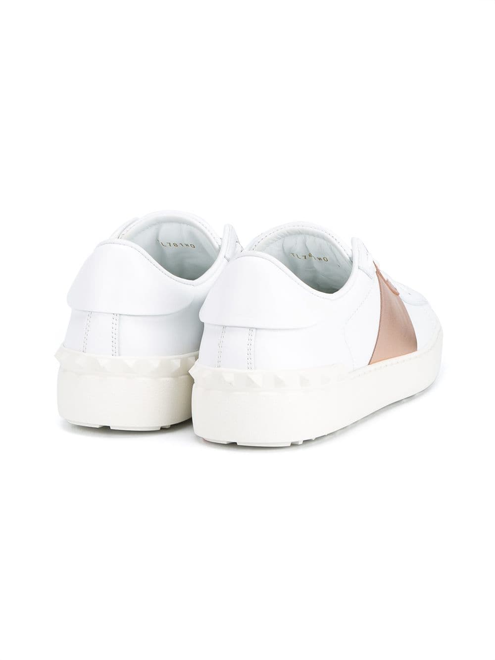 White Rose Gold Open Rockstud Sneakers