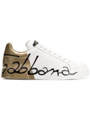 Gold Logo Printed Sneakers