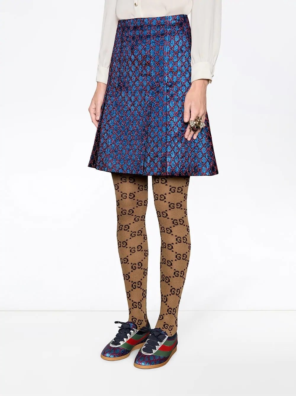 Falacer lurex GG sneaker with Web