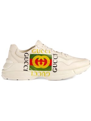 ivory Rhyton Gucci logo leather sneaker