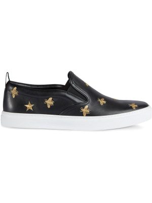 Leather slip-on sneakers with bees