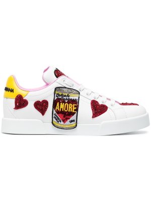 White Portofino Patch Leather Sneakers