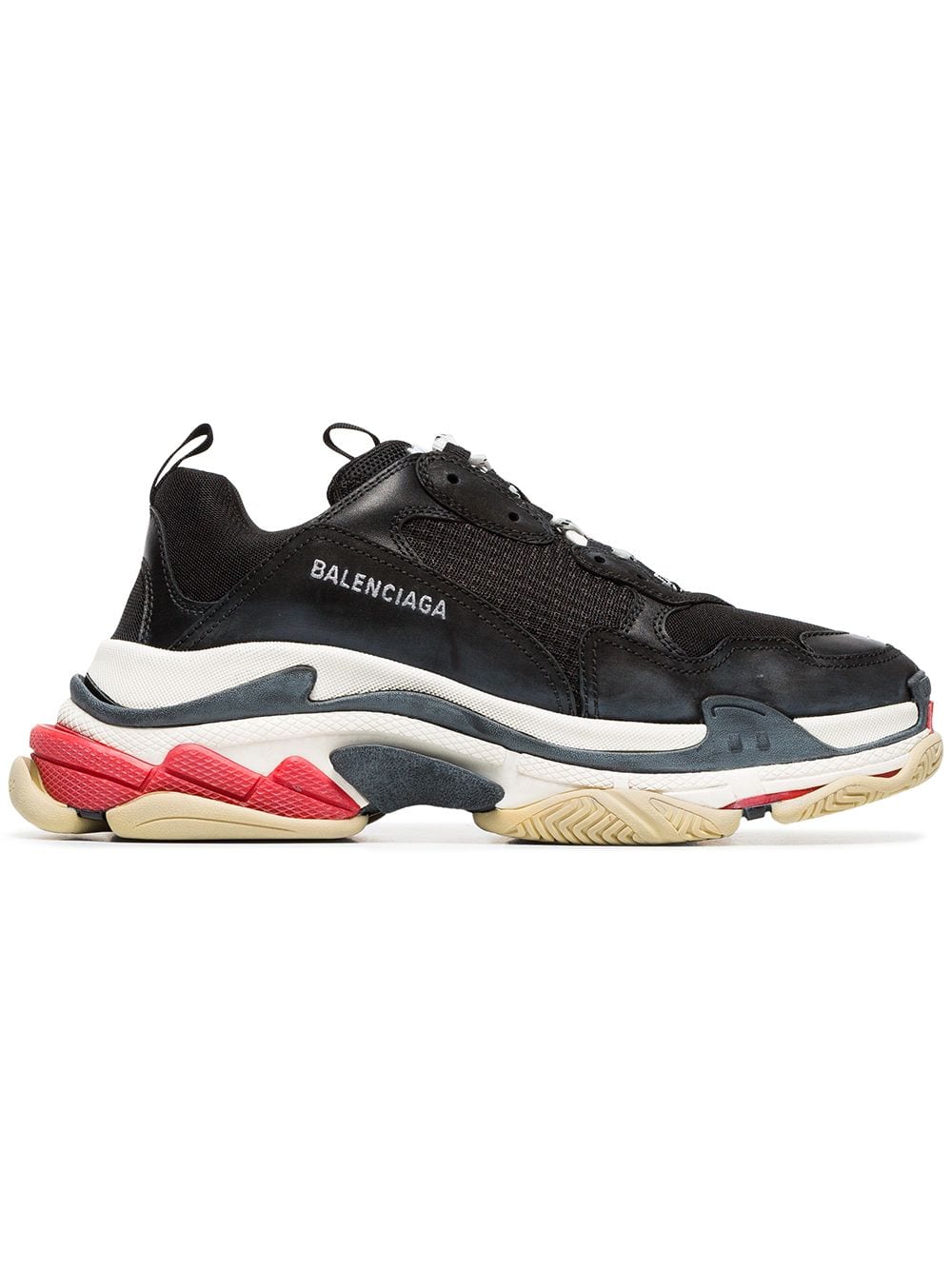 BALENCIAGA Black Triple S Leather Sneakers
