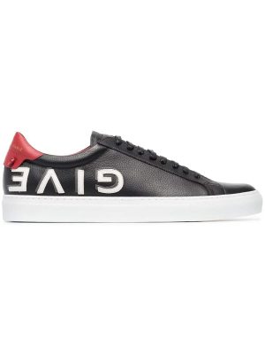 black, white and red Urban Street logo leather sneakers
