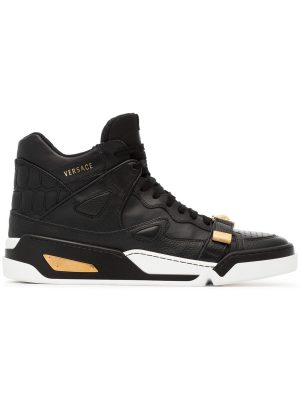 Black Leather Hightop Sneakers