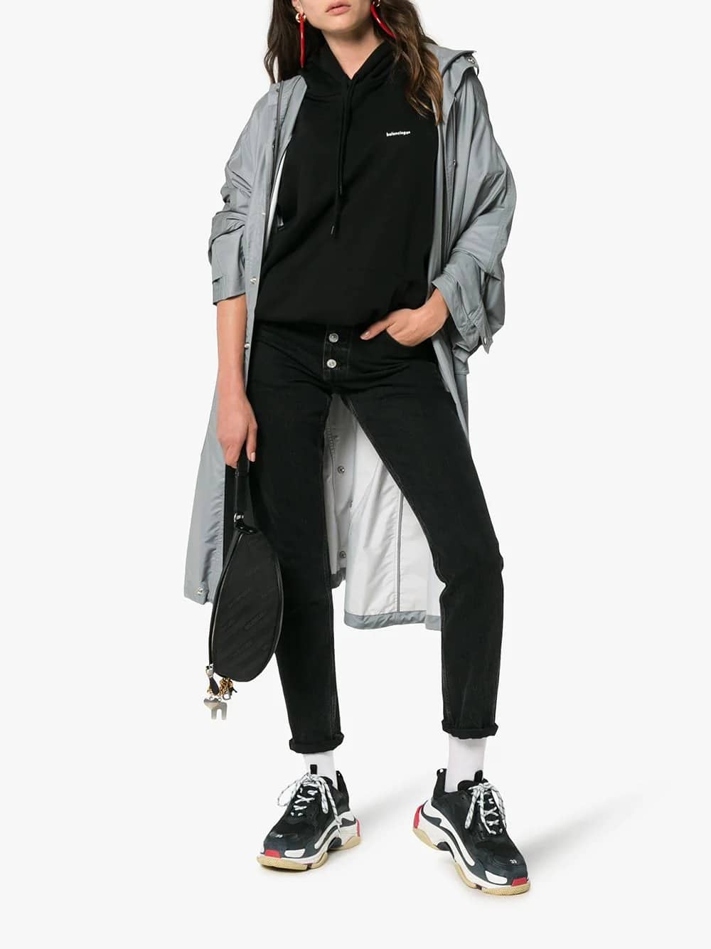 black triple s leather sneakers