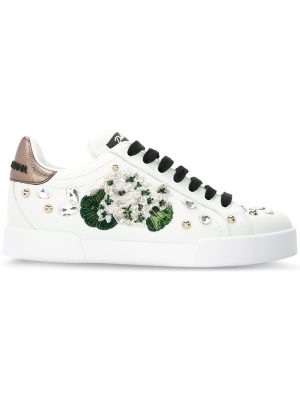 White Geranium Embroidered Portofino Sneakers