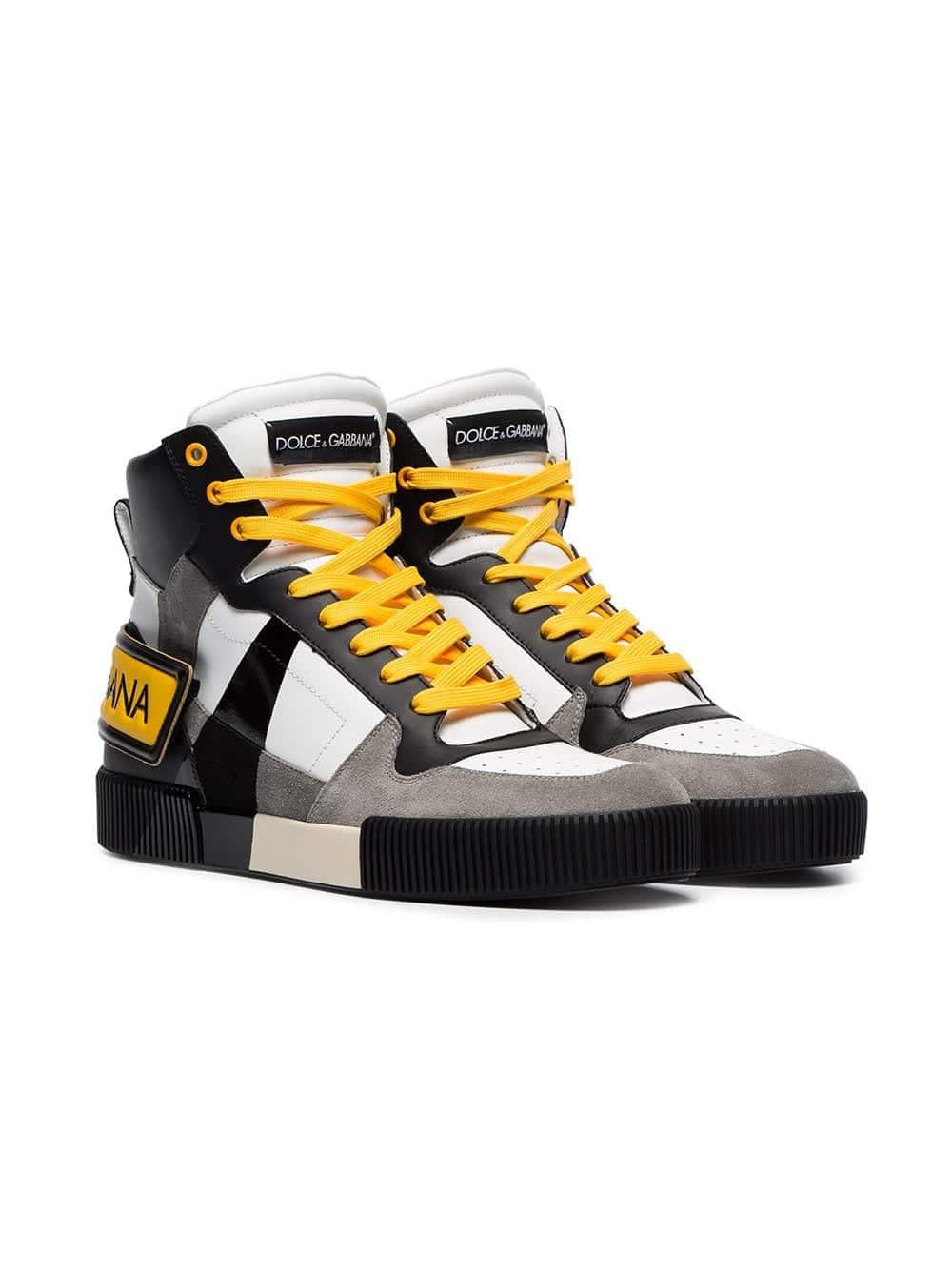 hi-top leather sneakers
