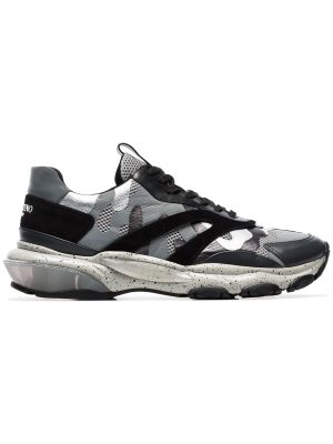 Grey Bounce Camo Print Leather Sneakers