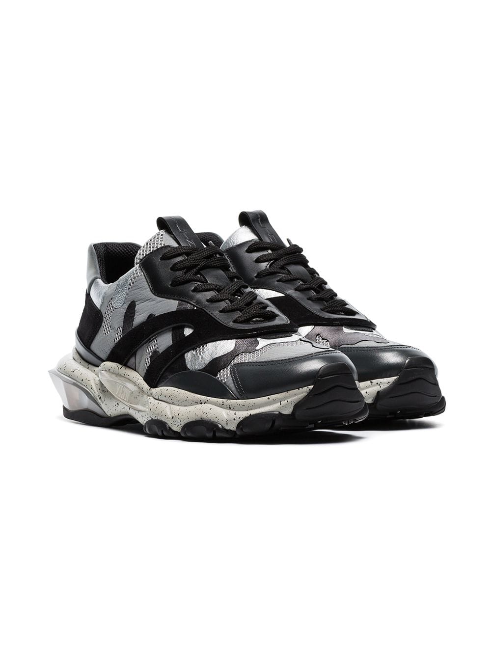 Grey Bounce Camo Print Leather Sneakers