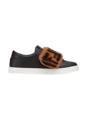 monogram fur panel sneakers