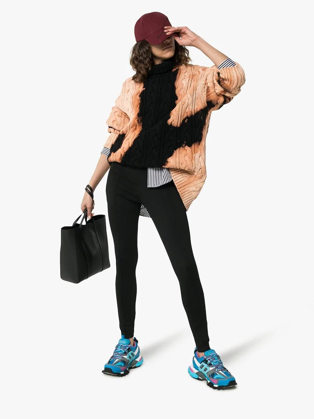 blue and pink Track caged multi-texture sneakers