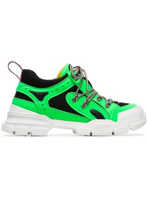 green and black Flashtrek leather and mesh sneaker