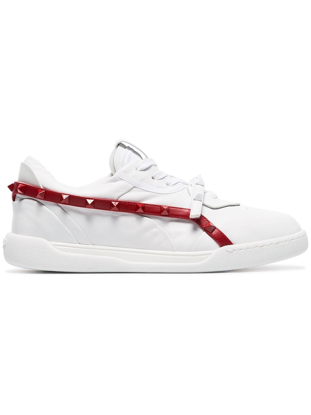 White Rockstud Armour Studded Leather Sneakers