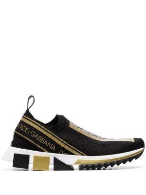 Black And Gold Atletica Stretch Slip-on Sneakers