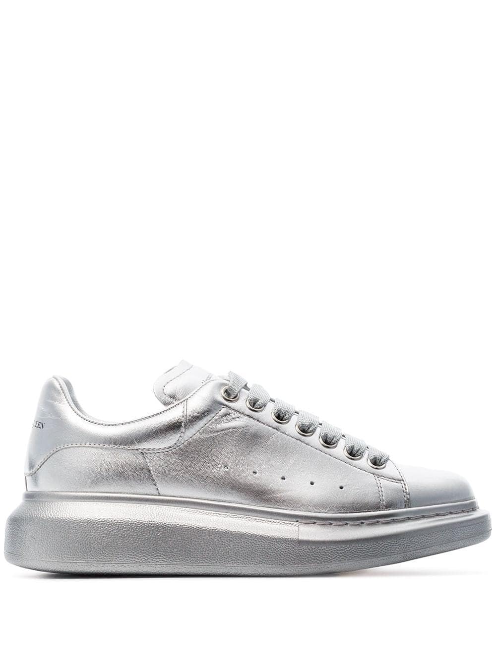 silver chunky low-top leather sneakers