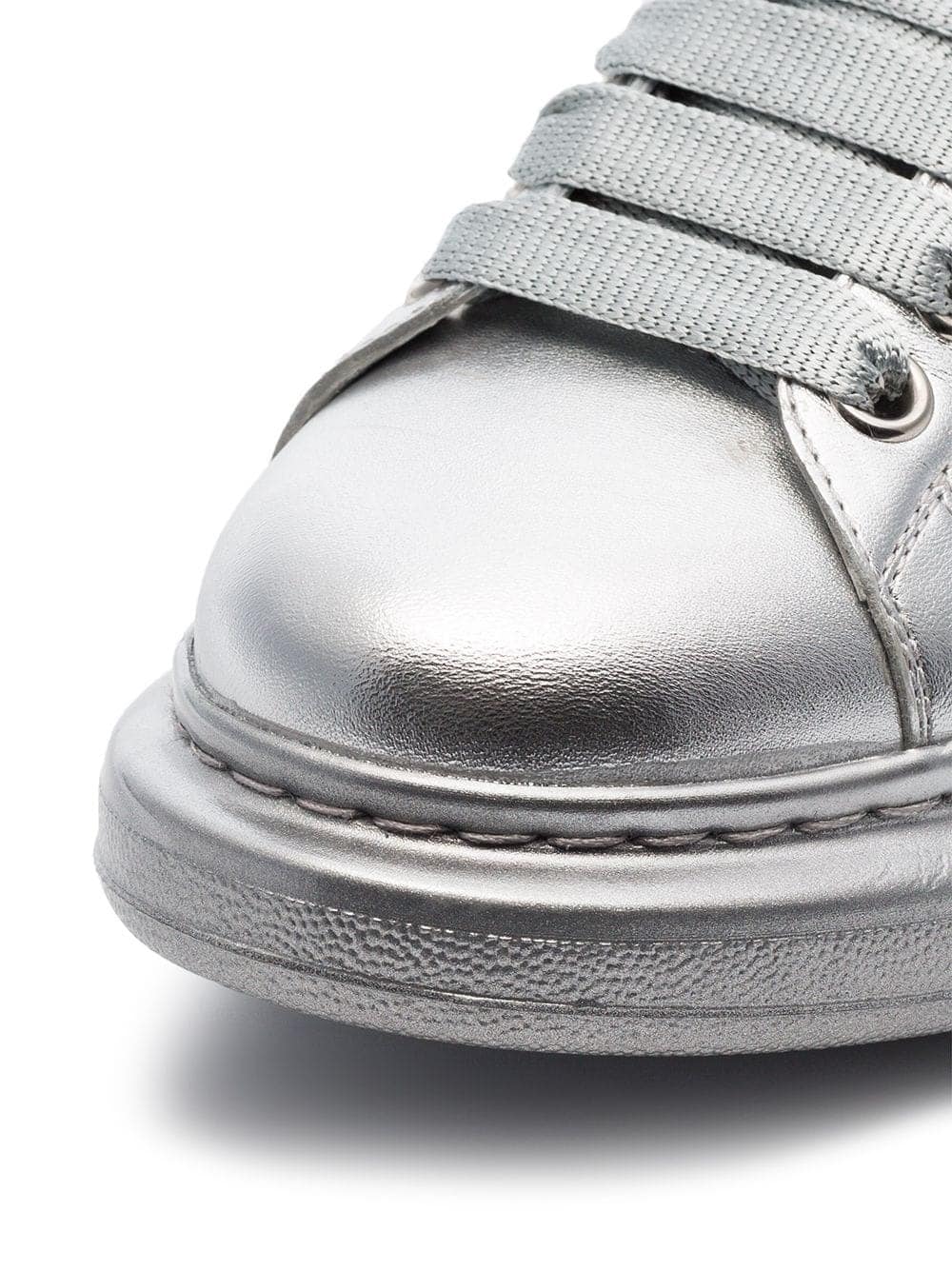 silver chunky low-top leather sneakers
