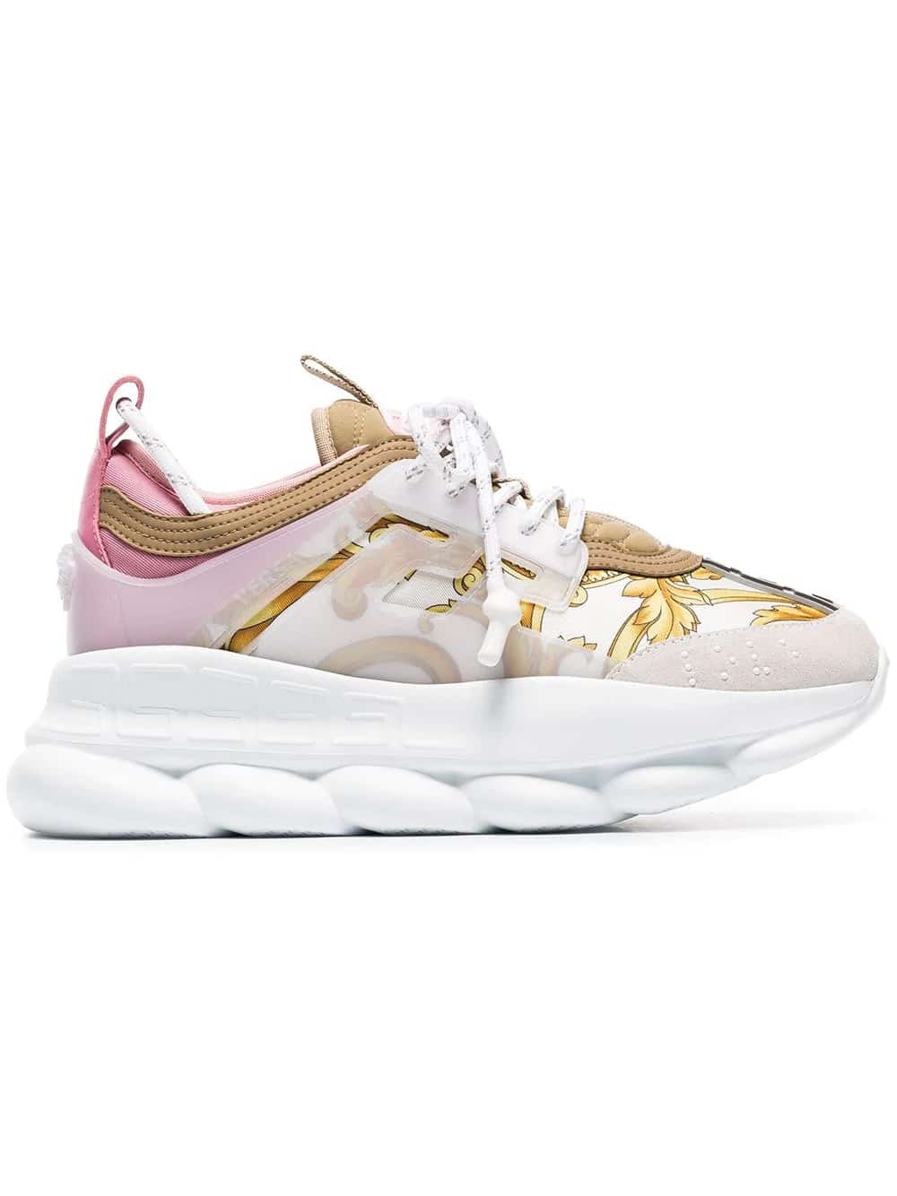 multicoloured Chain Reaction Baroque leather and fabric sneakers