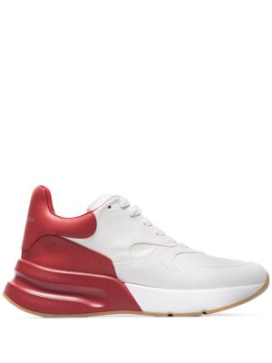 white and red Runner leather low-top sneakers