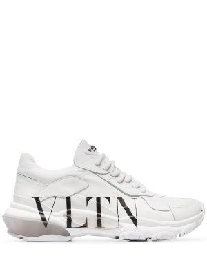 VALENTINO White Bounce Low Top Leather Sneakers