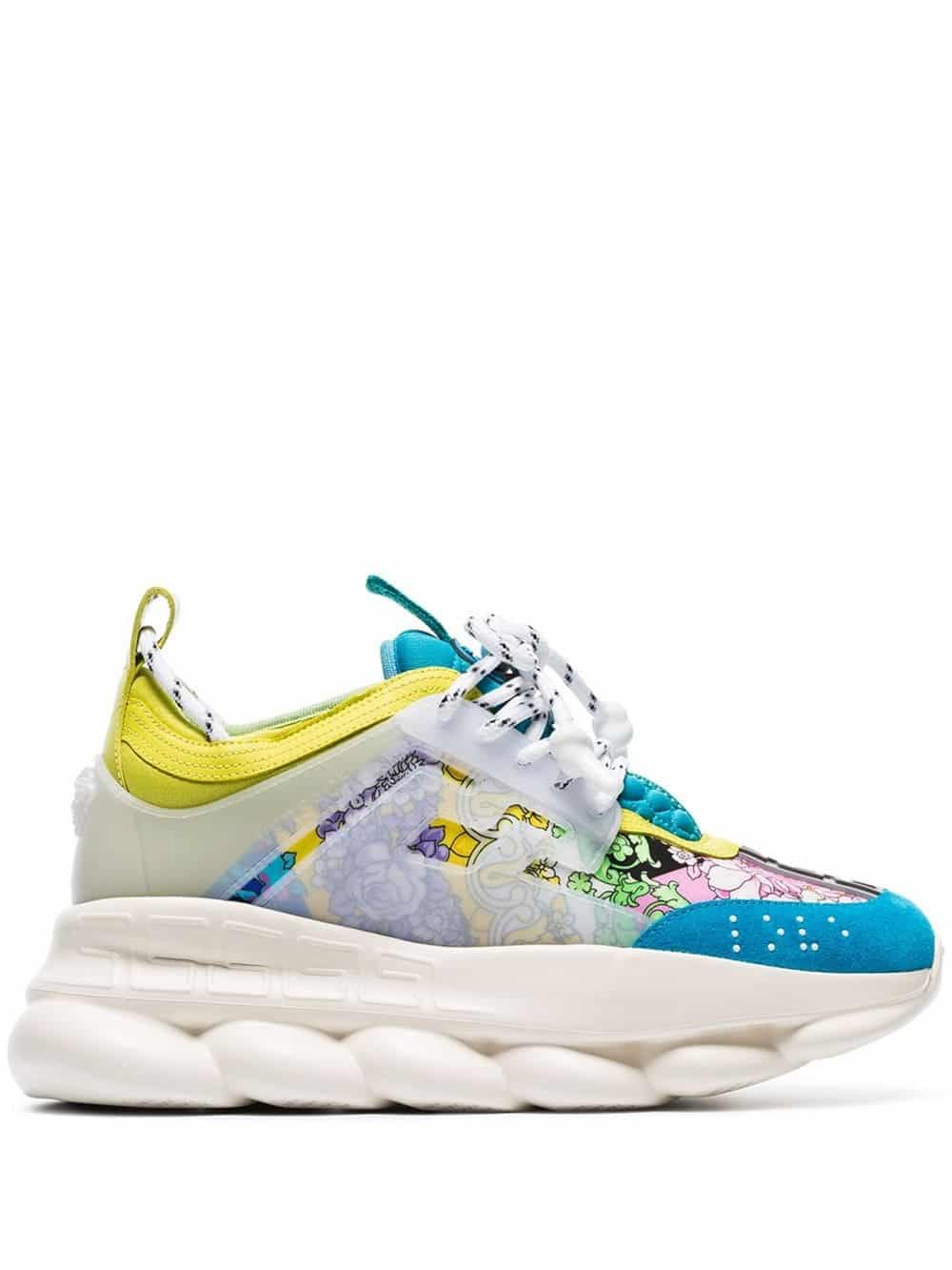 VERSACE WOMAN multicoloured Chain Reaction leather sneakers