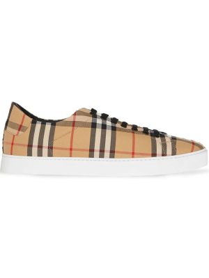 Vintage Check and Leather Sneakers
