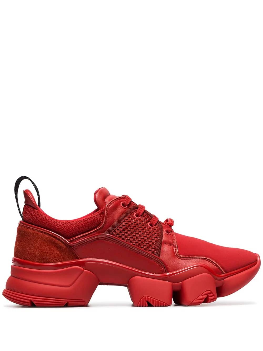 red jaw neoprene and leather sneakers
