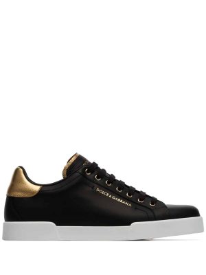 black Portofino low-top leather sneakers
