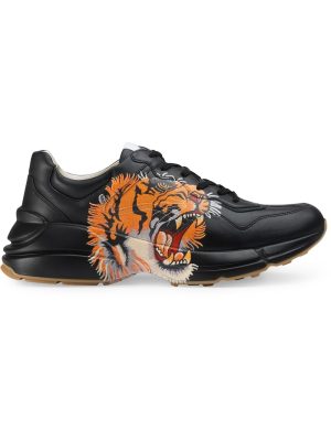 Rhyton leather sneaker with tiger