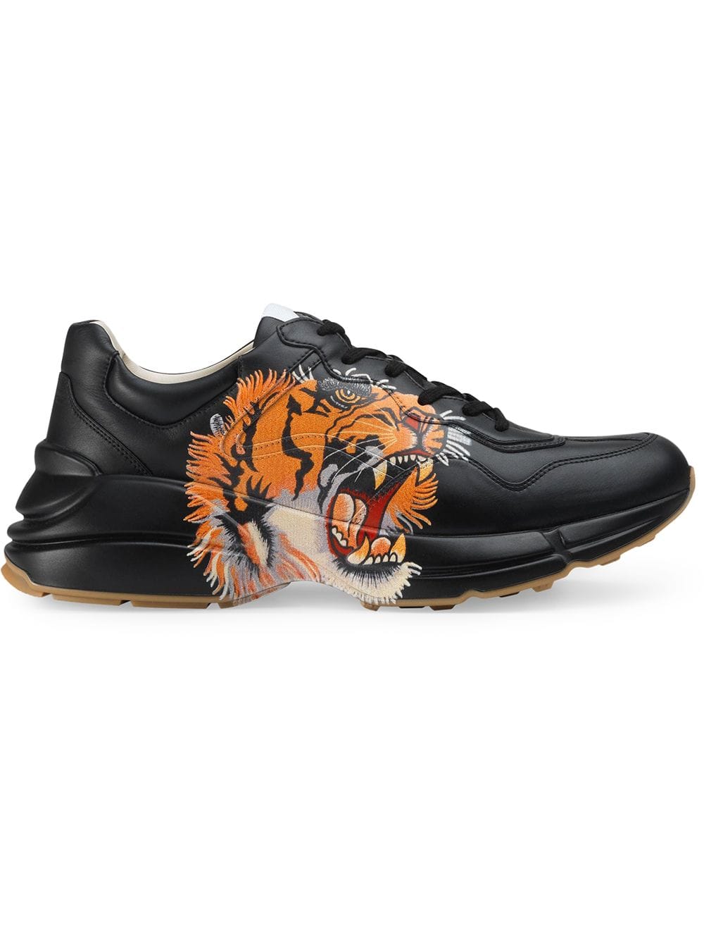 Rhyton leather sneaker with tiger
