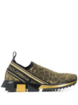 Leopard Print Lurex Knit Sneakers