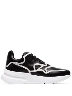 black contrast trim chunky leather low-top sneakers