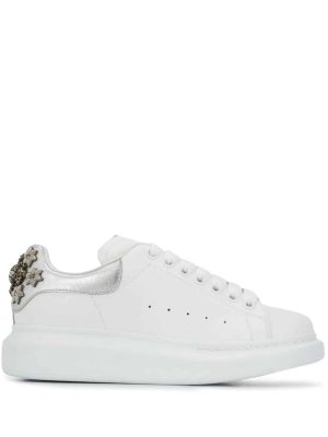 floral embroidery lace-up sneakers