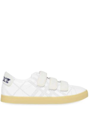 strap detail perforated check sneakers