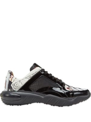 collage print low-top sneakers