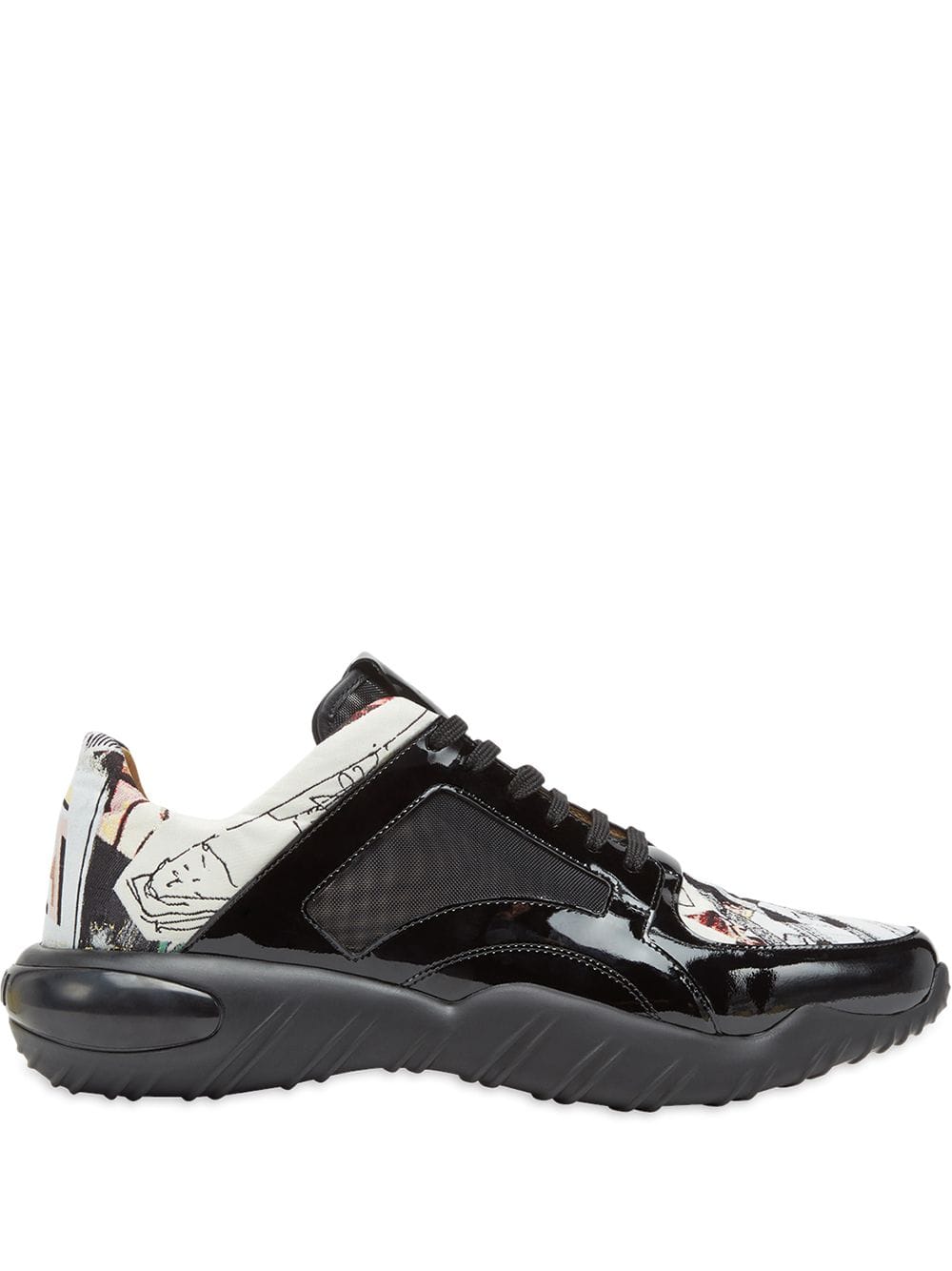 collage print low-top sneakers