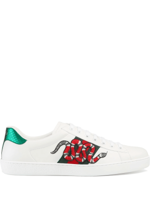 GUCCI Snake Ace embroidered leather sneaker