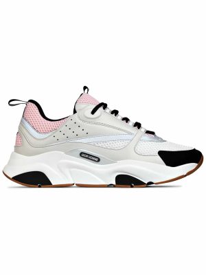 DIOR "B22" SNEAKER IN PALE PINK TECHNICAL KNIT AND GRAY CALFSKIN