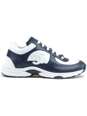 CC Logo Navy White Leather Sneaker