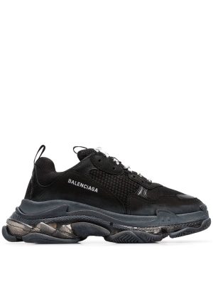 BALENCIAGA black Triple S clear sole sneakers