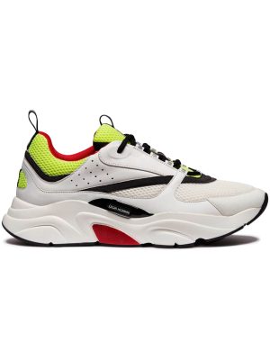 DIOR WHITE, YELLOW AND BLACK CANVAS AND CALFSKIN SNEAKER