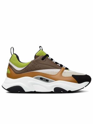 Green and White Technical Mesh with Ebony and Camel Smooth Calfskin