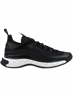 Velvet Calfskin Mixed Fibers CC Sneakers 40 Black