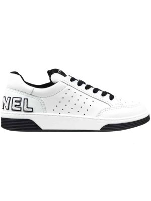 Grained Calfskin Fabric Womens Logo Sneakers