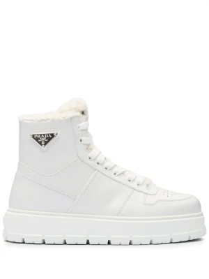triangle-logo high-top leather sneakers