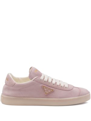Triangle-logo suede sneakers